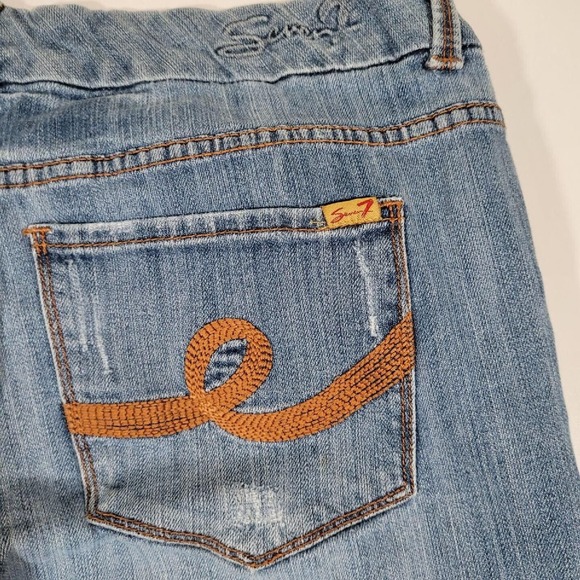 7 For All Mankind Thali Cut Gold Stitch Low Rise Denim Jeans 20 - Picture 9 of 16